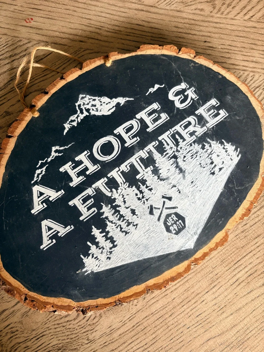 Rustic Black & Natural Wood 'A Hope & A Future' Wall Plaque - handmade